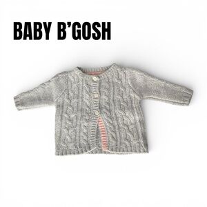 001 Baby B'Gosh Gray Cable Knit Cardigan 0-3 Months